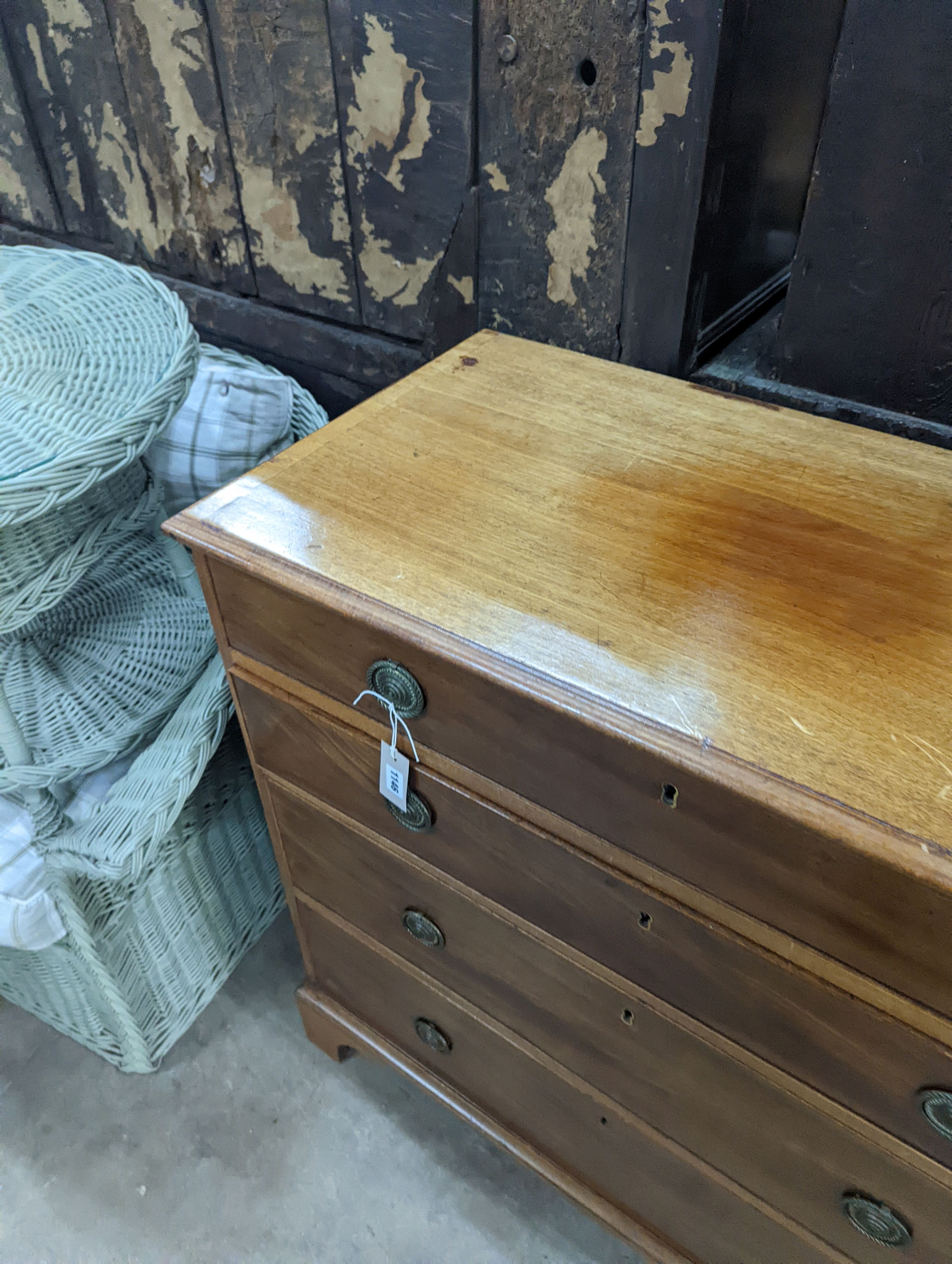 A Regency mahogany two part chest of four long drawers, width 100cm, depth 50cm, height 102cm